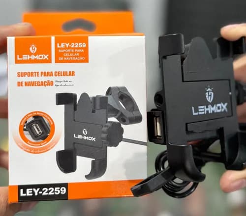Suporte De Celular E Moto Com Carregador Usb Garra De Guidã